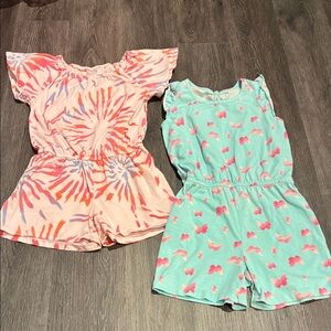 Lot of 2 Small (6-7) Girls Rompers- Gap & Pekkle